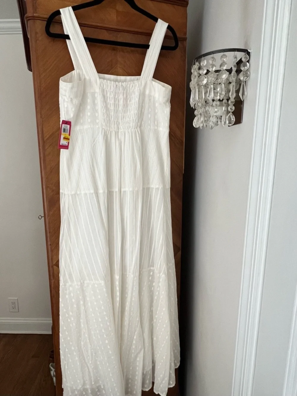 Vince Camuto White Square-Neck Printed Smocked-Back Maxi Dress - Picture 5 of 6